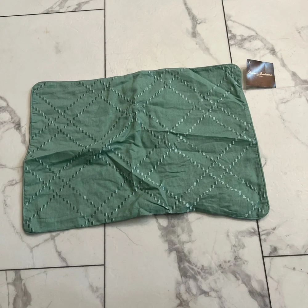 Tommy Bahama Green Quilted Pillow Cover